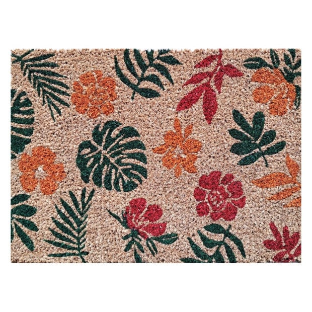 Door Mat Deluxe Coir Latex Floral 40 x 55 cm Doormat