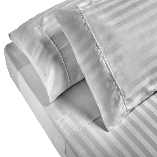 1200TC Sheet Set Damask Cotton Blend Silver - Queen Image 4