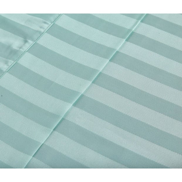 1200TC Soft Sateen Damask Stripe Cotton Blend Sheet Pillowcase Set Image 5