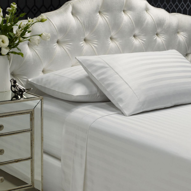 1200TC Sheet Set Damask Cotton Blend Bedding King White