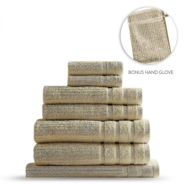Eden Egyptian Cotton 600GSM 8 Piece Towels Set - Beige