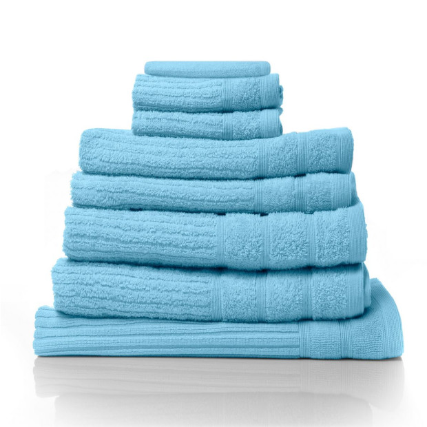 Eden Egyptian Cotton 600GSM 8 Piece Luxury Bath Towels Set - Aqua