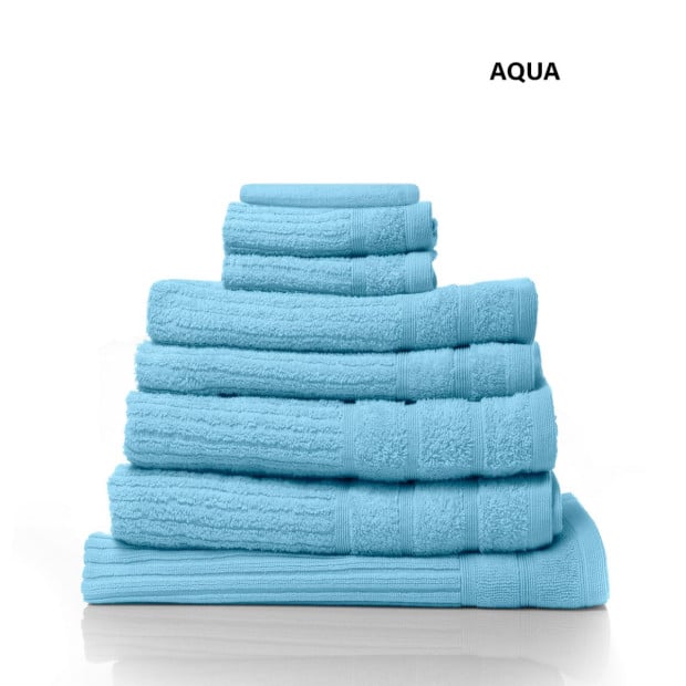 Eden Egyptian Cotton 600GSM 8 Piece Luxury Bath Towels Set - Aqua Image 5