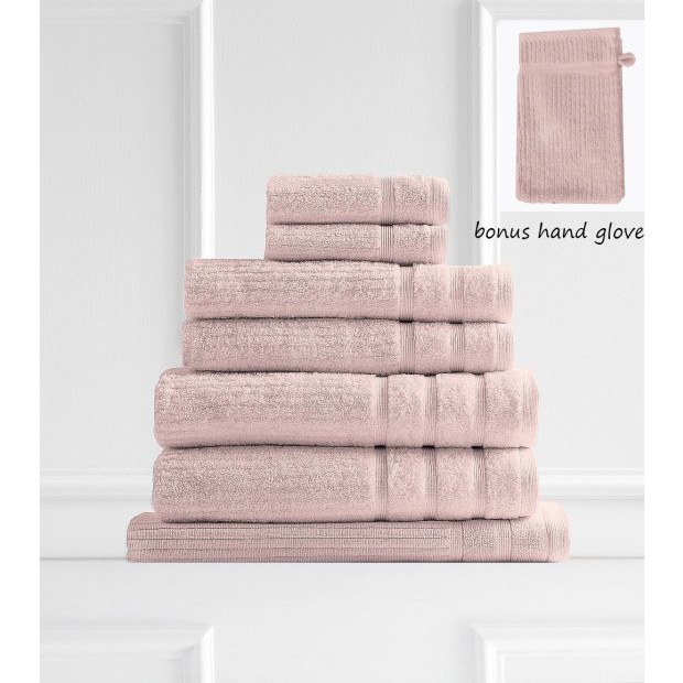 Eden Egyptian Cotton 600GSM 8 Piece Towels Set - Blush