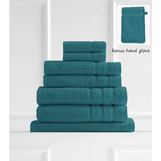 Eden Egyptian Cotton 600GSM 8 Piece Towels - Turquoise