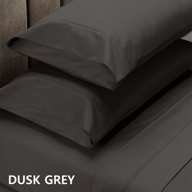 1500 Thread Count Cotton Rich Sheet Set 4 Piece - Double - Dusk Grey Image 5