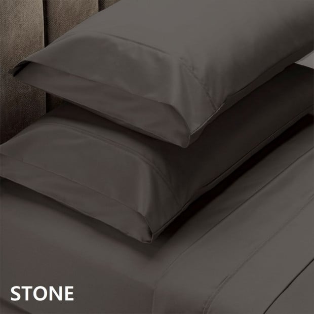 1500 Thread Count Cotton Rich Sheet Set 4 Piece - Double - Stone Image 5