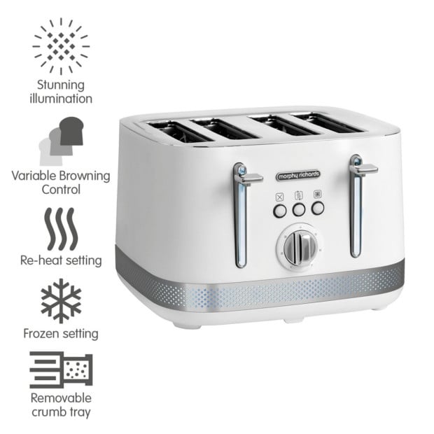 Morphy Richards Illumination 4 Slice 1800W Toaster - White Image 3
