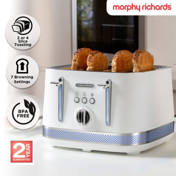 Morphy Richards Illumination 4 Slice 1800W Toaster - White Image 10