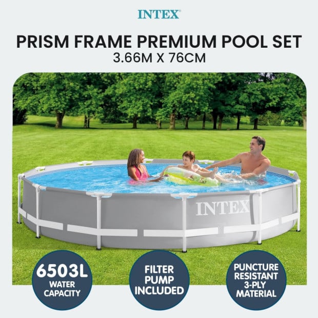 Intex 26712NP Prism Frame Swimming Pool 3.66m x 76cm with Pump Image 10
