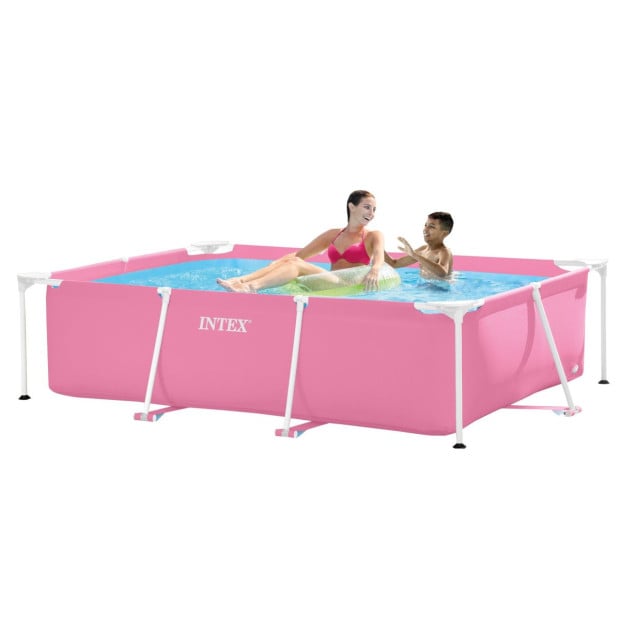 Intex Rectangular Metal Frame Pool 220 x 150cm - Pink Image 2