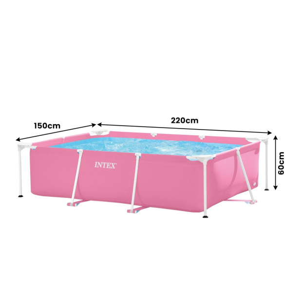 Intex Rectangular Metal Frame Pool 220 x 150cm - Pink Image 3