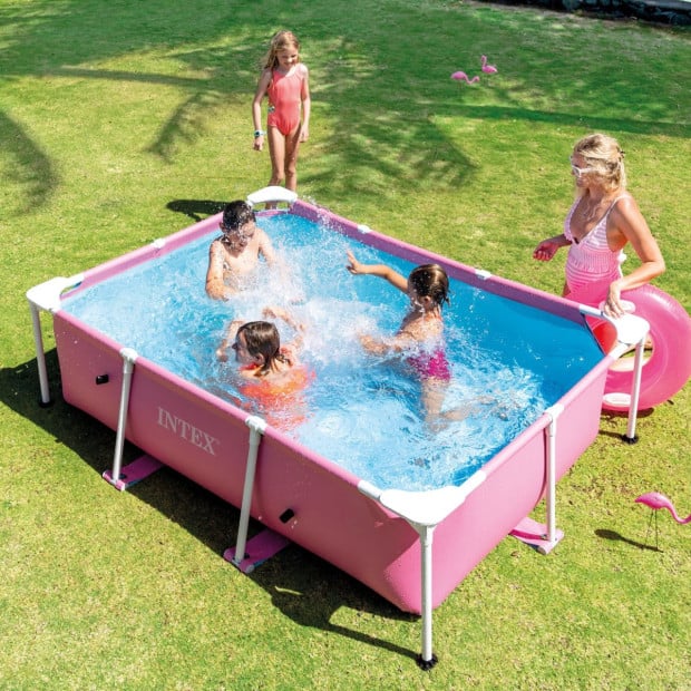 Intex Rectangular Metal Frame Pool 220 x 150cm - Pink Image 4