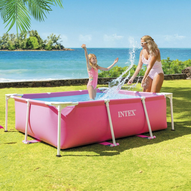 Intex Rectangular Metal Frame Pool 220 x 150cm - Pink Image 5