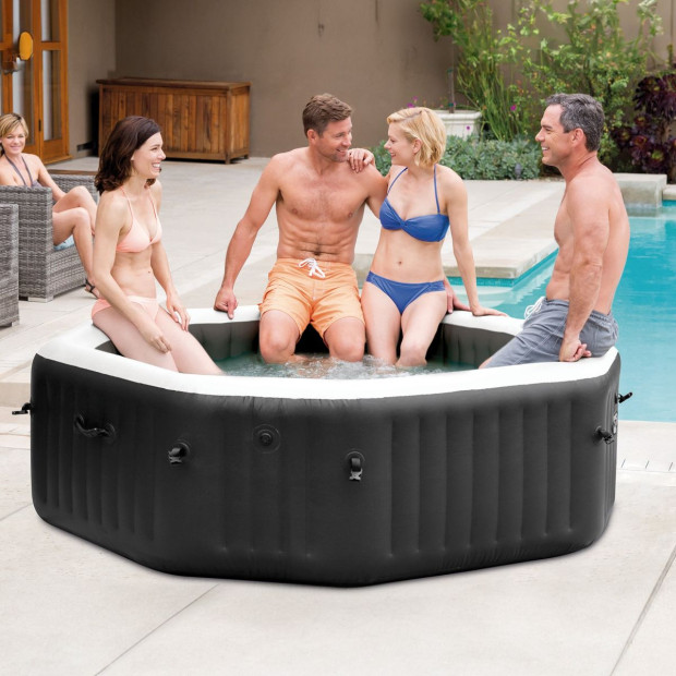 Intex PureSpa Jet and Bubble Deluxe 4-Person Inflatable Hot Tub - Onyx Black Image 7