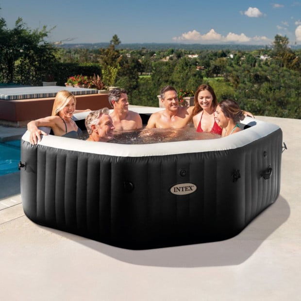 Intex PureSpa Jet and Bubble Deluxe 6-Person Inflatable Hot Tub - Onyx Black Image 7