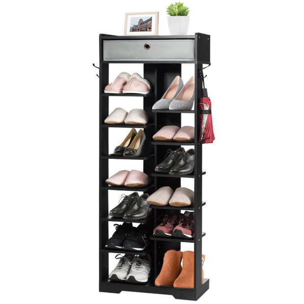 13-tier Vertical Shoe Rack With Removable Drawer - Black Image 6