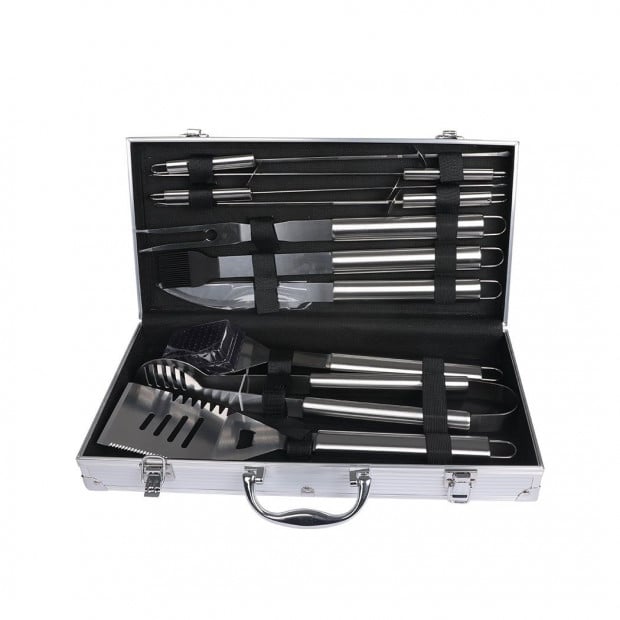 10Pcs Stainless Steel BBQ Tool Set Outdoor Barbecue Utensil Aluminium Image 2