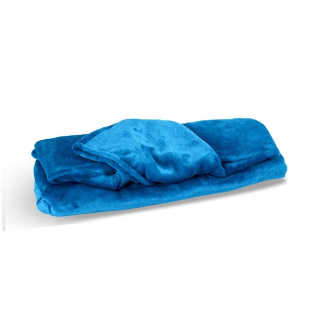 DreamZ Warm Fleece Sherpa Hoodie Sweatshirt Blanket Pajamas Blue Image 2