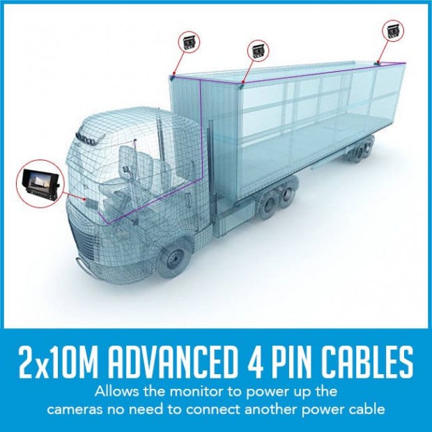 7in Monitor Hd 12v 24v Ccd 4pin Reversing Camera Truck Caravan Image 4