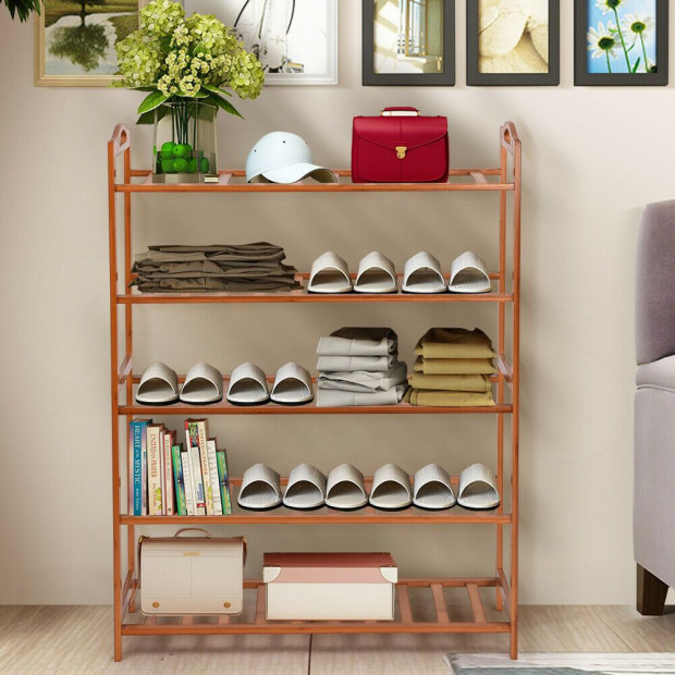 2x 3 Tier Bamboo Shoe Rack Organizer Storage Shelves Stand Image 11