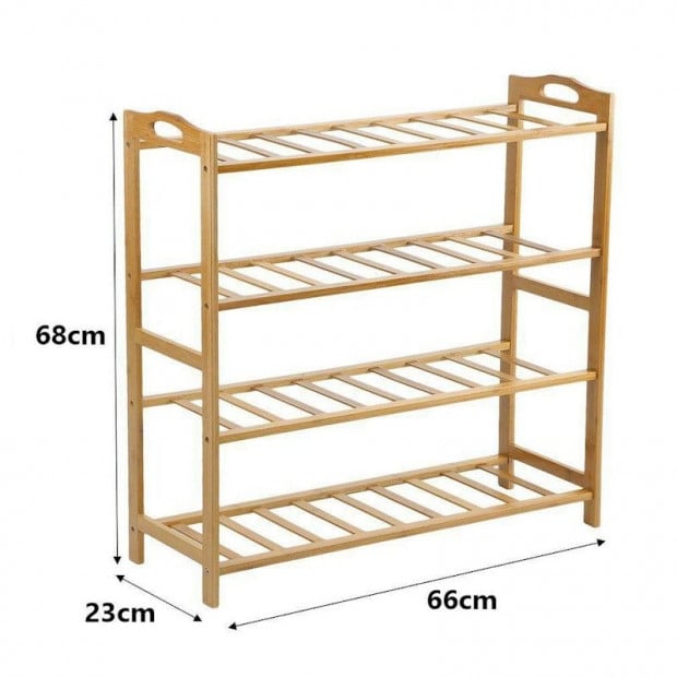 4 Tiers Layers Bamboo Shoe Rack Home Organizer Storage Shelf Stand Image 3