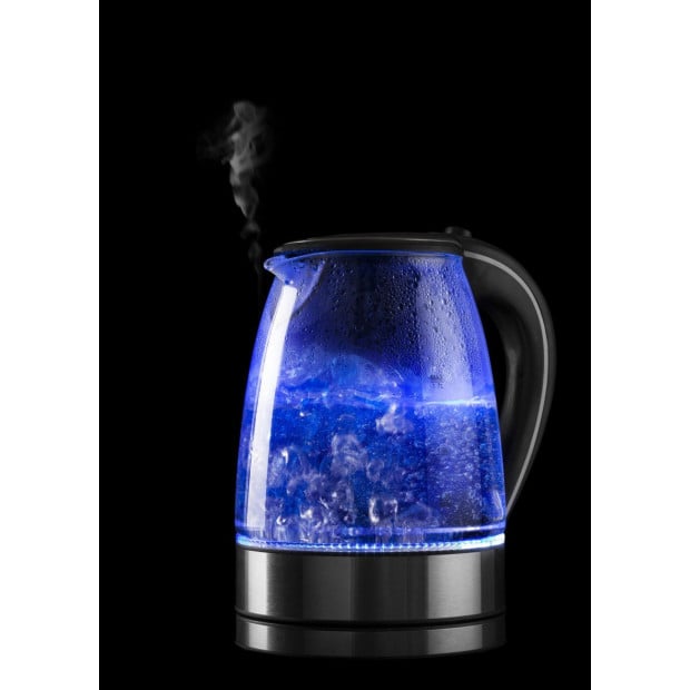 Glass Kettle Electric LED Light Kitchen Water Jug Stainless Steel 1.7L Image 4