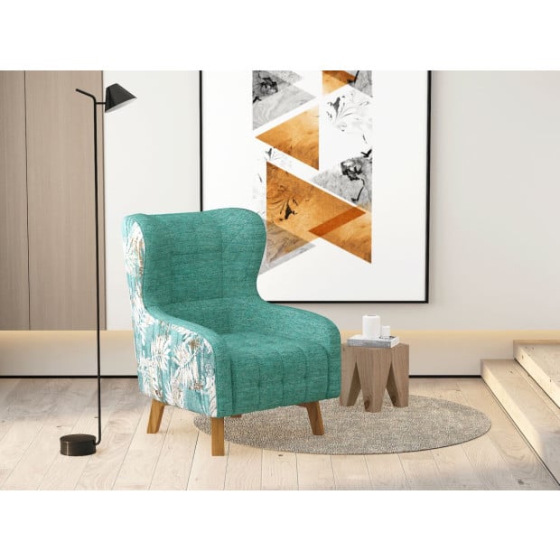 Armchair High back Lounge Accent Chair Designer Printed Fabric Image 4