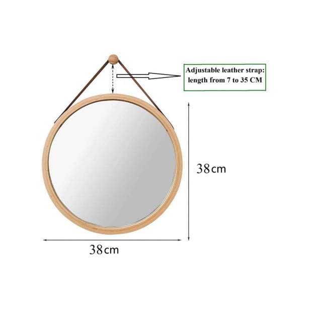 Hanging Round Wall Mirror 38 cm Image 8