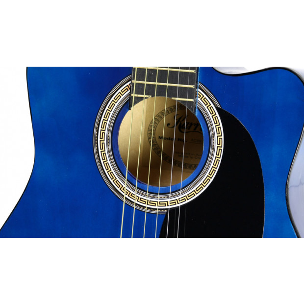 Karrera 39in Acoustic Cutaway Guitar Blue Image 2