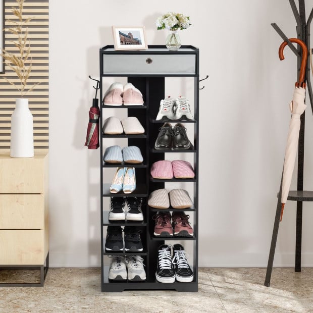 13-tier Vertical Shoe Rack With Removable Drawer - Black Image 5