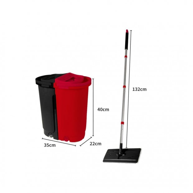 Flat Mop Bucket Floor Cleaner Set Stainless Steel Microfiber Mop Image 3