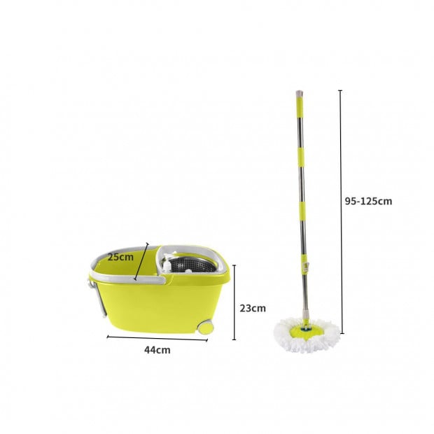 360° Spin Mop Bucket Set Spinning Stainless Steel Rotating Green Image 3