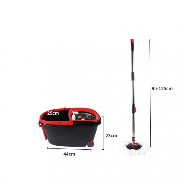 Spin Mop Bucket Set Spinning Stainless Steel Rotating Wet Dry Black Image 3