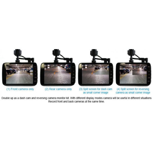Elinz 4.0in Lcd Dash Cam Dual Camera Reversing Car 1296p Fhd Image 2
