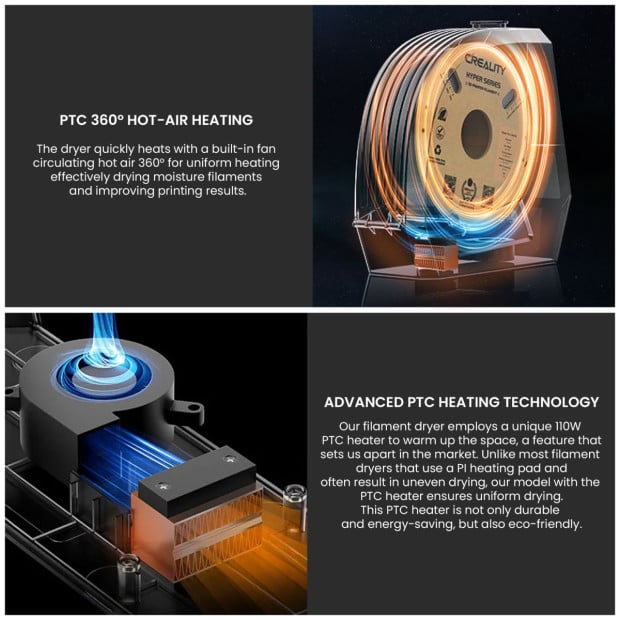 Creality Space Pi Filament Dryer Box, 360° 80W PTC Storage, Dehydrator Image 6