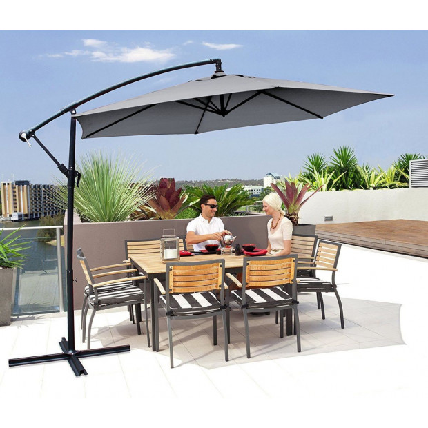 Milano 3M Outdoor Umbrella Cantilever Sun UV Patio - Grey Image 5