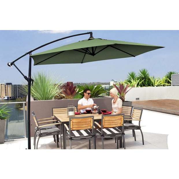 Milano 3M Outdoor Umbrella Cantilever Sun Shade Deck Stand - Green Image 6