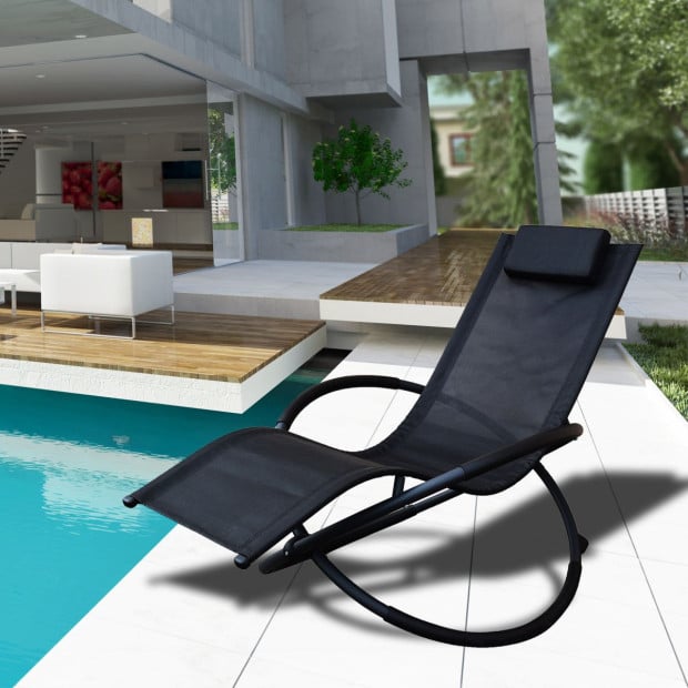 Furniture Zero Gravity Portable Foldable Chair Recliner Lounge - Black Image 2
