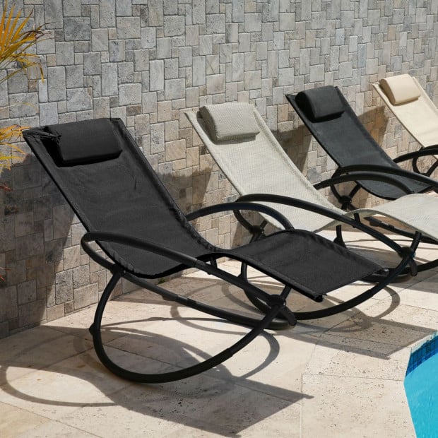 Furniture Zero Gravity Portable Foldable Chair Recliner Lounge - Black Image 4