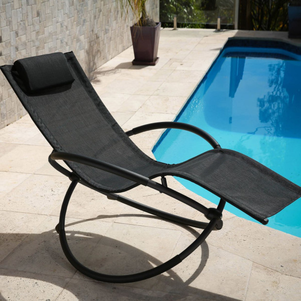 Furniture Zero Gravity Portable Foldable Chair Recliner Lounge - Black Image 5