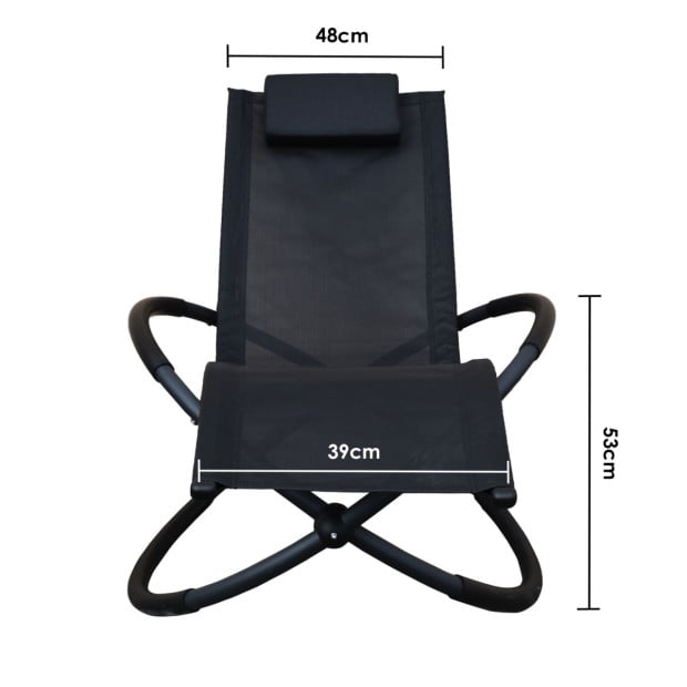 Furniture Zero Gravity Portable Foldable Chair Recliner Lounge - Black Image 9