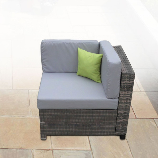 9 Piece Wicker Rattan Sofa Set Oatmeal Grey Outdoor Lounge Furniture Image 3