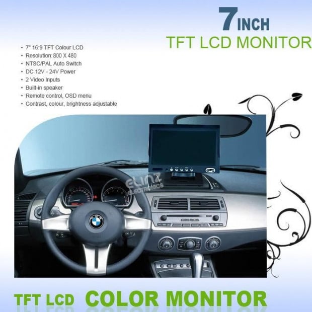 Elinz 7In Monitor Hd 12v/24v With 2 Av Inputs Image 3