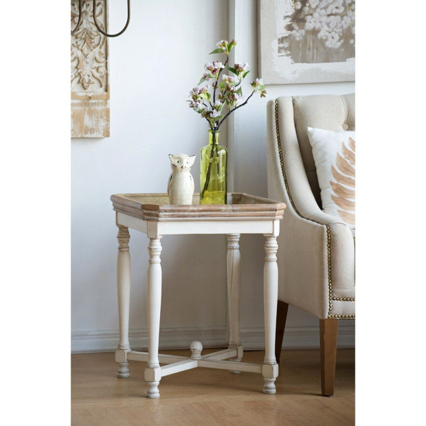 Handcrafted Shabby Square Side Table Reclaimed Hardwood Decor Image 2