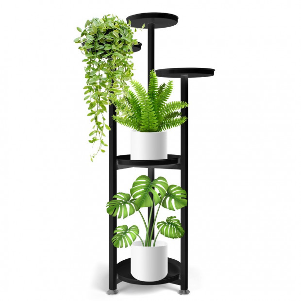 Plant Stand Outdoor Indoor Flower Rack Garden Shelf Black 120CM Image 2