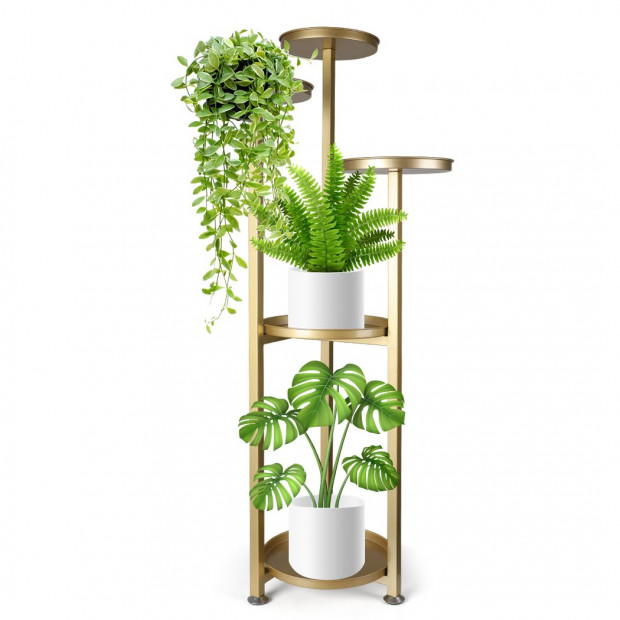Plant Stand Outdoor Indoor Flower Rack Garden Shelf Gold 120CM Image 2