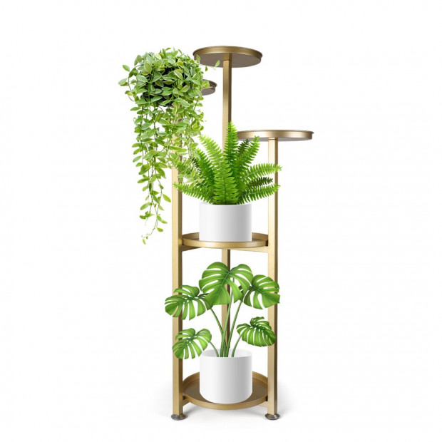 Plant Stand Outdoor Indoor Flower Rack Garden Shelf Gold 100CM Image 2