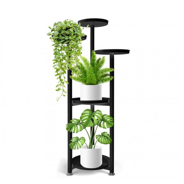 Plant Stand Outdoor Indoor Flower Rack Garden Shelf Black 100CM Image 2