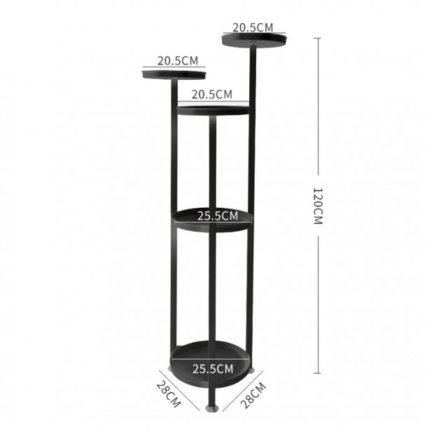 Plant Stand Outdoor Indoor Flower Rack Garden Shelf Black 120CM Image 3